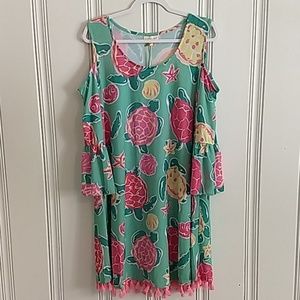 Simply Southern Turtle Dress XL NEW
